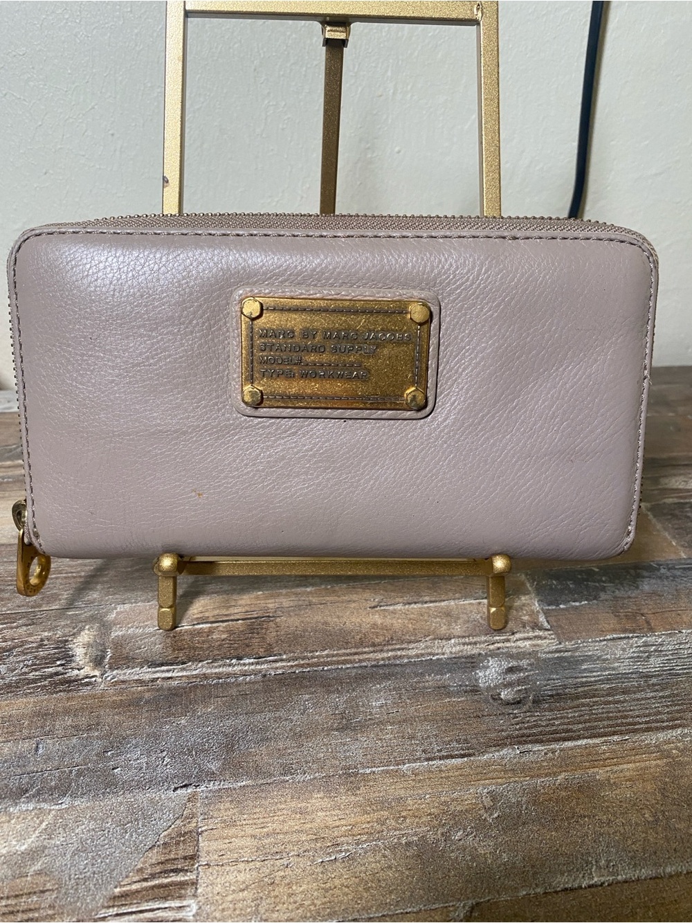Marc by Marc Jacobs Taupe Leather Zip Wallet